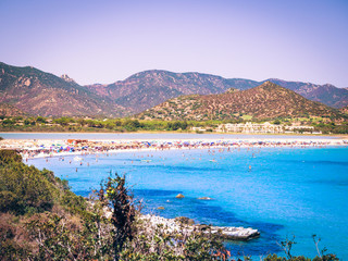 Transparent and turquoise sea in Porto Giunco, Sardinia, Italy