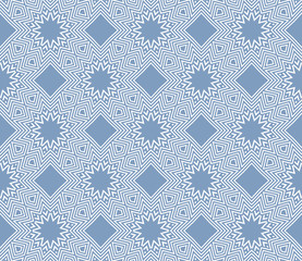 Obraz premium Blue and white pattern with geometric ornament