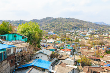 Fototapeta premium aerial view of residential area in Seoul (Seongbuk-dong)