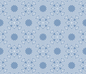 Blue and white pattern with geometric ornament