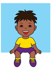 School kid sitting cartoon character