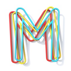 Three basic color wire font Letter M 3D