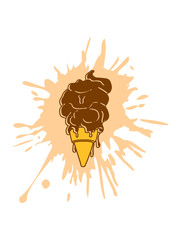 schokolade klecks tropfen spritzer eis eiscreme waffel lecker sommer essen hunger kugel groß riesig vanille schlecken naschen clipart comic cartoon design
