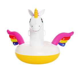 Funny inflatable unicorn ring isolated on white © New Africa