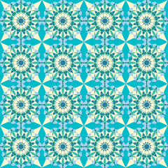 Pattern with geometric shapes and  floral elements