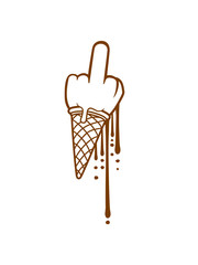 schmelzen tropfen eis kugel fick dich wichser beleidigung mittelfinger eiscreme böse fuck you off hand clipart waffel logo lecker liebe waffel sommer essen hunger kugel schlecken design