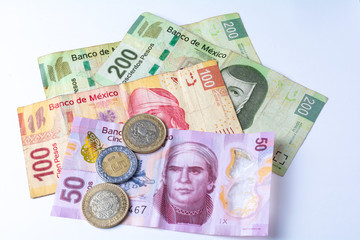 Mexican bills and some coins