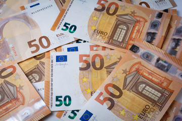 Fototapeta na wymiar 50 euros bills texture