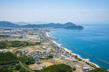 Coastline of Higashikagawa city in the seto inland sea ,Shikoku,Japan