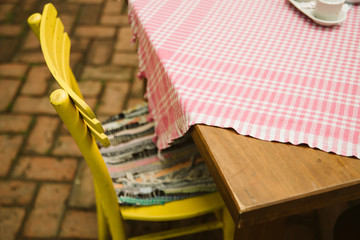Fototapeta na wymiar Wooden table and chair