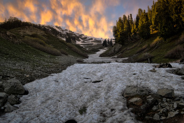 Glacier in the mountains