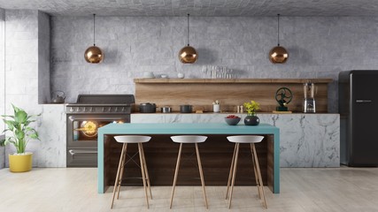 kitchen interior concept .3d render