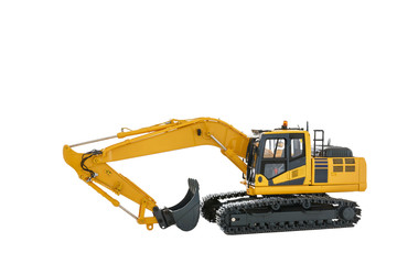Yellow Excavator loader model on  isolated white background