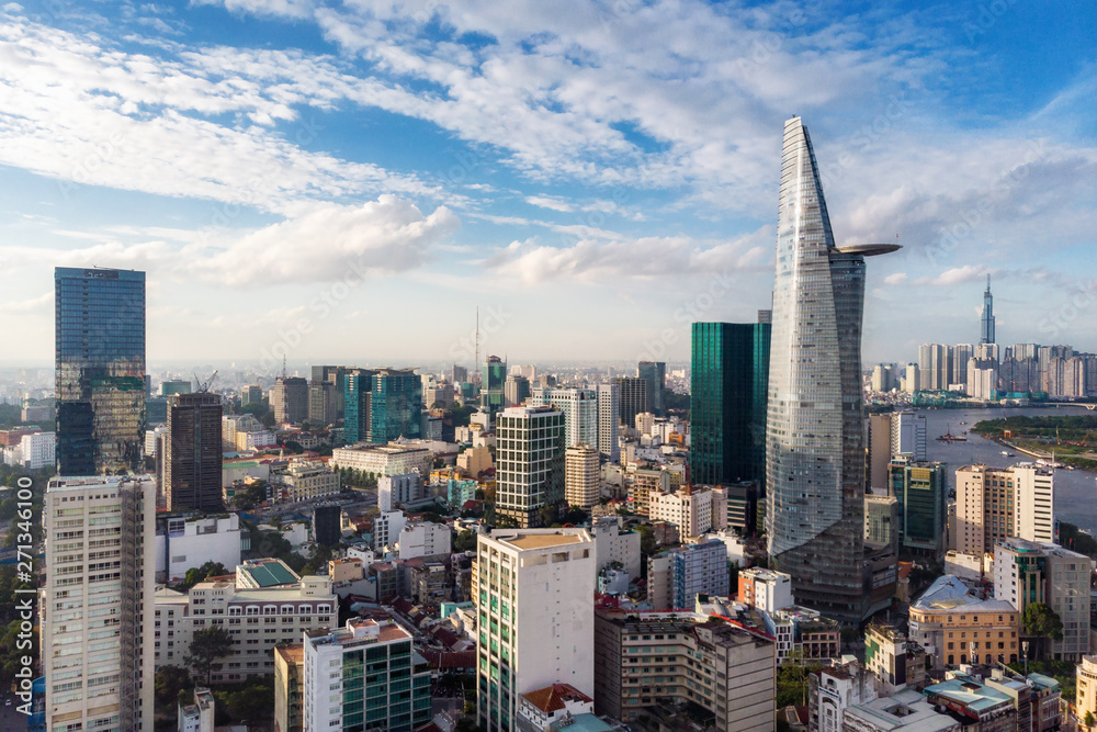 Wall mural ho chi minh city, vietnam, aerial view of saigon cityscape