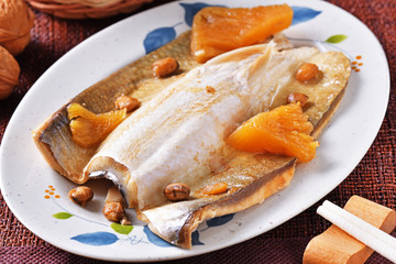 Braised milkfish belly in soy sauce  - A Popular Taiwan food 