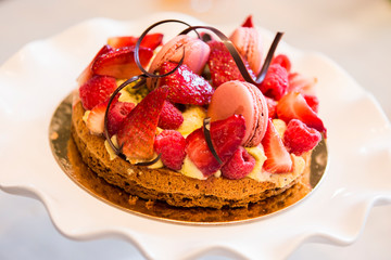 cake with fruits and berries