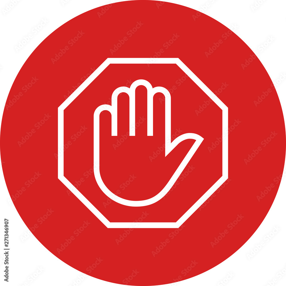 Poster stop sign dont walk outline icon