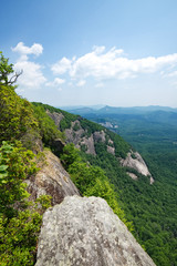 A view from the top of Whiteside mountain above the highest cliff in the eastern US.