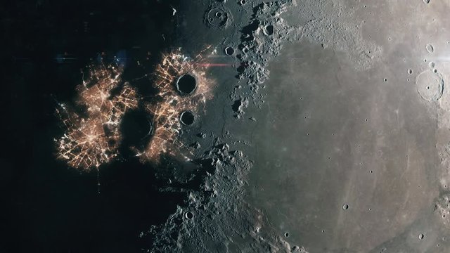 Future City on the Moon Seen From Orbit