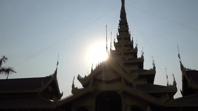 the beautiful roof of a temple in the Nandawun Park in Mandalay, Myanmar