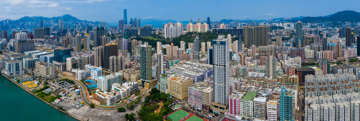 Plakat Top view of Hong Kong city