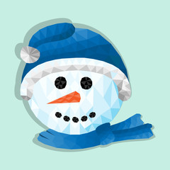 Polygon cute snowman cartoon.