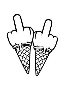 2 h&auml;nde wichser eis kugel fick dich beleidigung mittelfinger eiscreme b&ouml;se fuck you off hand clipart waffel lecker liebe waffel sommer essen hunger kugel schlecken design