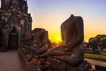 Thailand april 20 2019. Wat Chaiwattanaram in sunset time.This is historical park famous sightseeing place,Ayutthaya, Thailand.