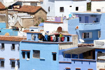 The blue city of Chefchaouen, Morocco is fascinating to visit. The Medina is on a steep hill so there's all sorts of interesting architecture to match the environment