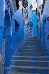 The blue city of Chefchaouen, Morocco is fascinating to visit. The Medina is on a steep hill so there's all sorts of interesting architecture to match the environment