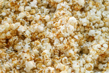 Sweet caramel popcorn closeup