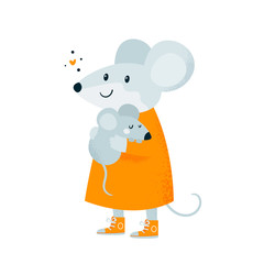 Mouse. baby and mother. cute happy lovely family 