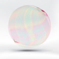 Abstract colorful mesh sphere on satin silk background. EPS10, vector and illustration.
