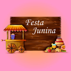 vector illustration of Festas Junina celebration background for traditional holiday of Brazil