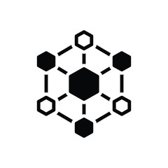 Fototapeta na wymiar Black solid icon for hexagonal interconnections 