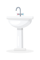 Ceramic bathroom sink flat vector illustration