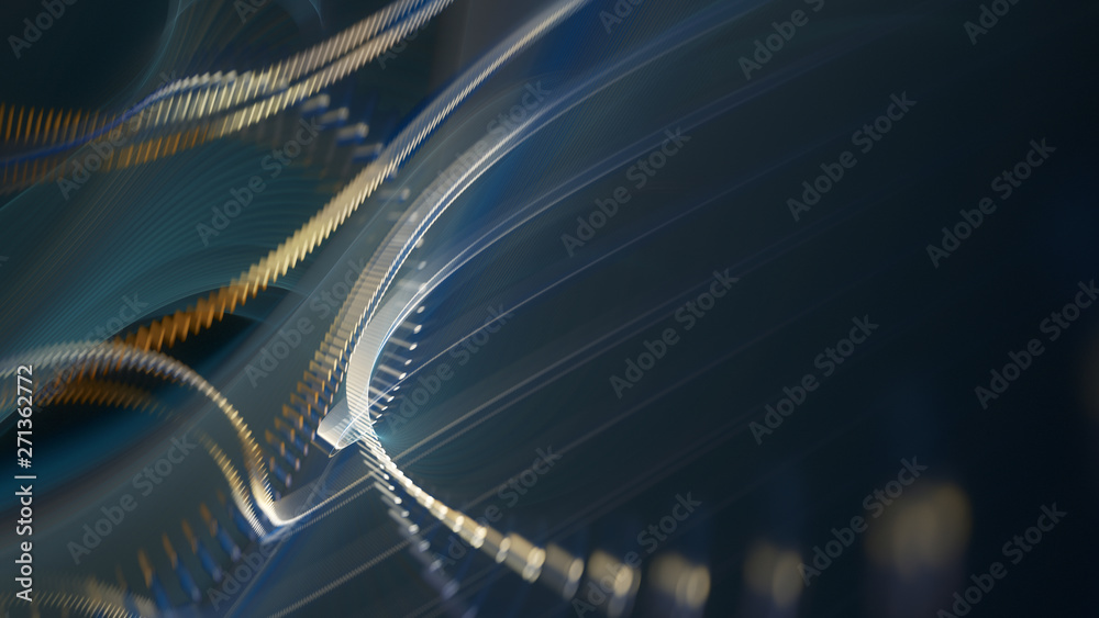 Fototapete abstract generative art background. 3d illustration. fractal graphics composition of dots, waves and