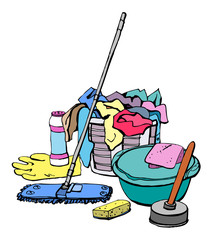 Cleaning Household Equipment Illustration isolated on a white background