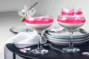 Panna cotta dessert.