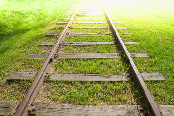 Railway track tending far away.
