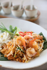 Thai food padthai fried noodle with shrimp , local food