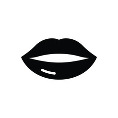 Black solid icon for lips kissing 