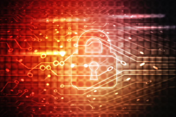 2d illustration Safety concept: Closed Padlock on digital background