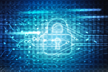 2d illustration Safety concept: Closed Padlock on digital background