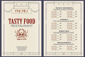 Fototapeta premium Template cafe or restaurant menu.