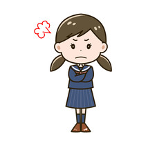 怒る女の子３　ポーズ　イラスト