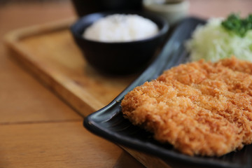 Japanese deep fried pork cutlet with rice , Japanese food