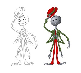 Colored spider in cartoon style. Humanoid insect. Vector isolated image