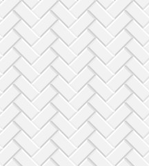 White glossy subway tiles herringbone wall seamless pattern, vector