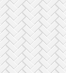 White glossy subway tiles herringbone wall seamless pattern, vector